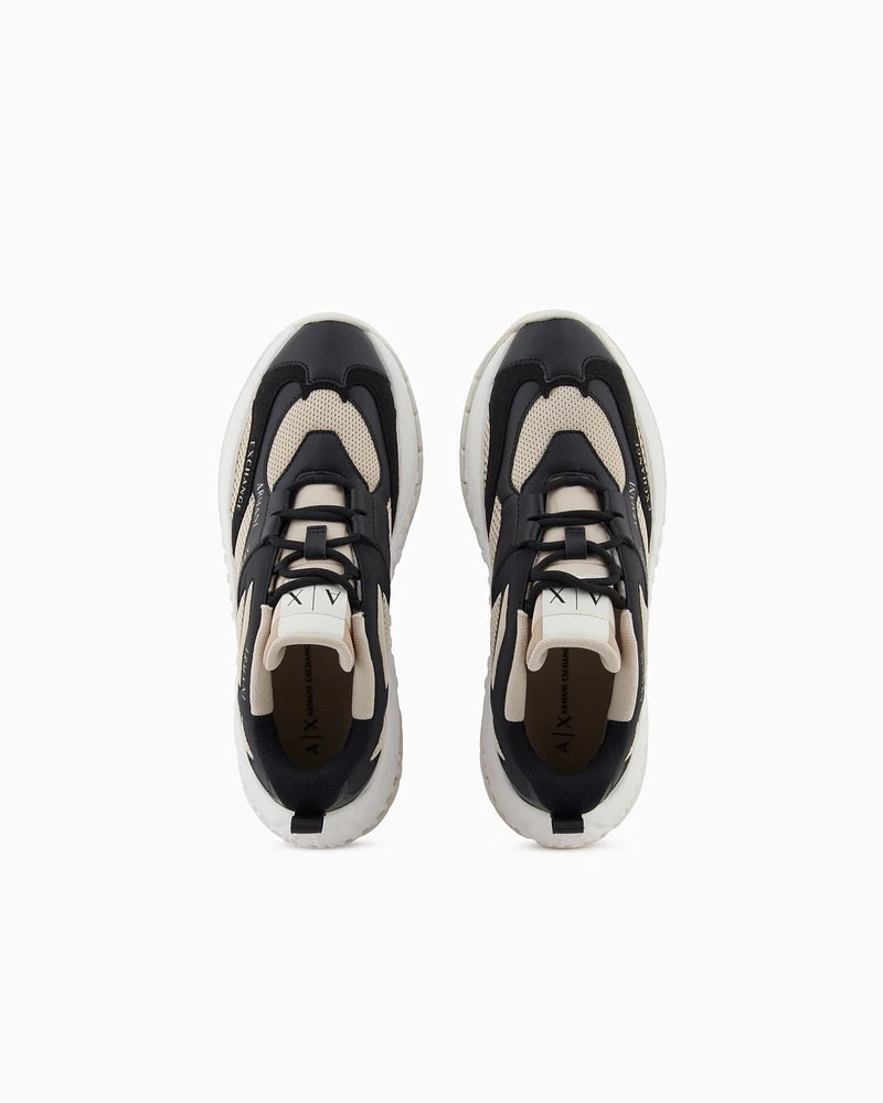 Armani Exchange - Chunky sneakers with contrasting inserts, Woman, Black, Size: