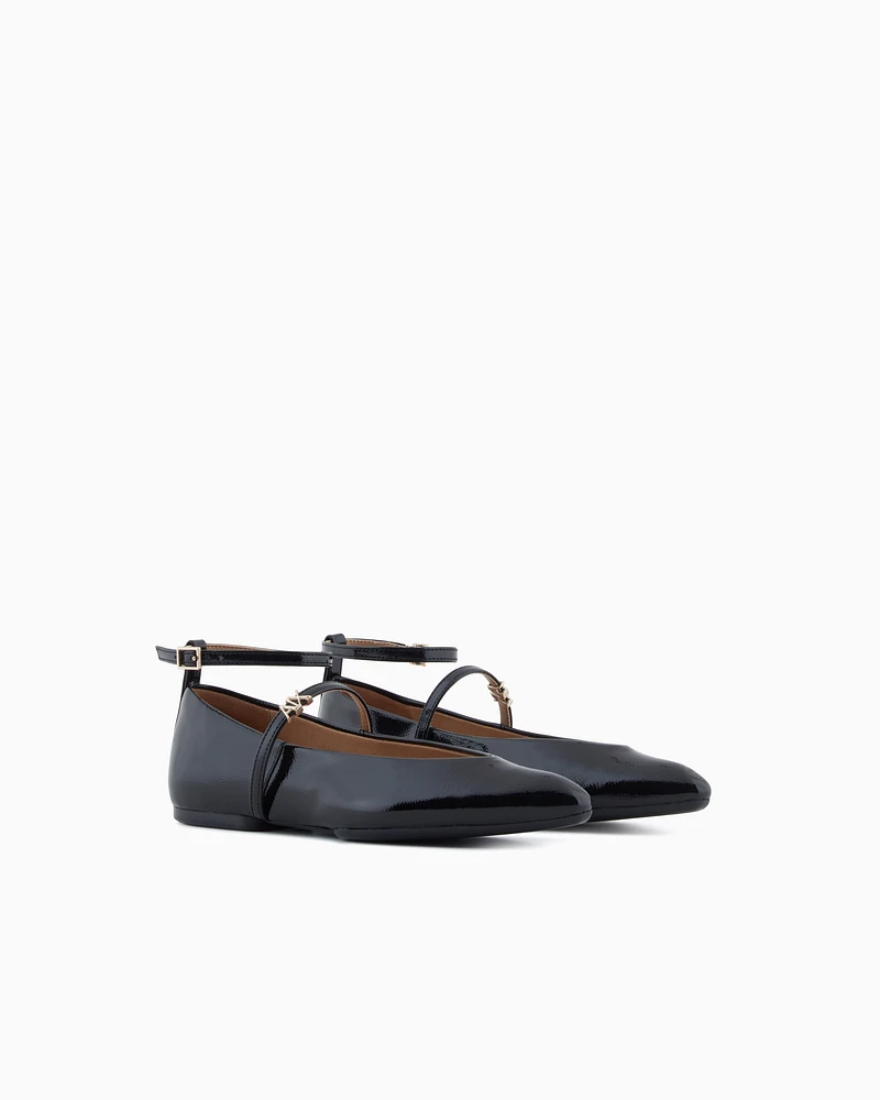 Armani Exchange - Pointed toe ballerinas with straps, Woman, Black, Size: