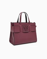 Armani Exchange - Large tote bag with double handles and shoulder strap, Woman, Burgundy, Size: TU