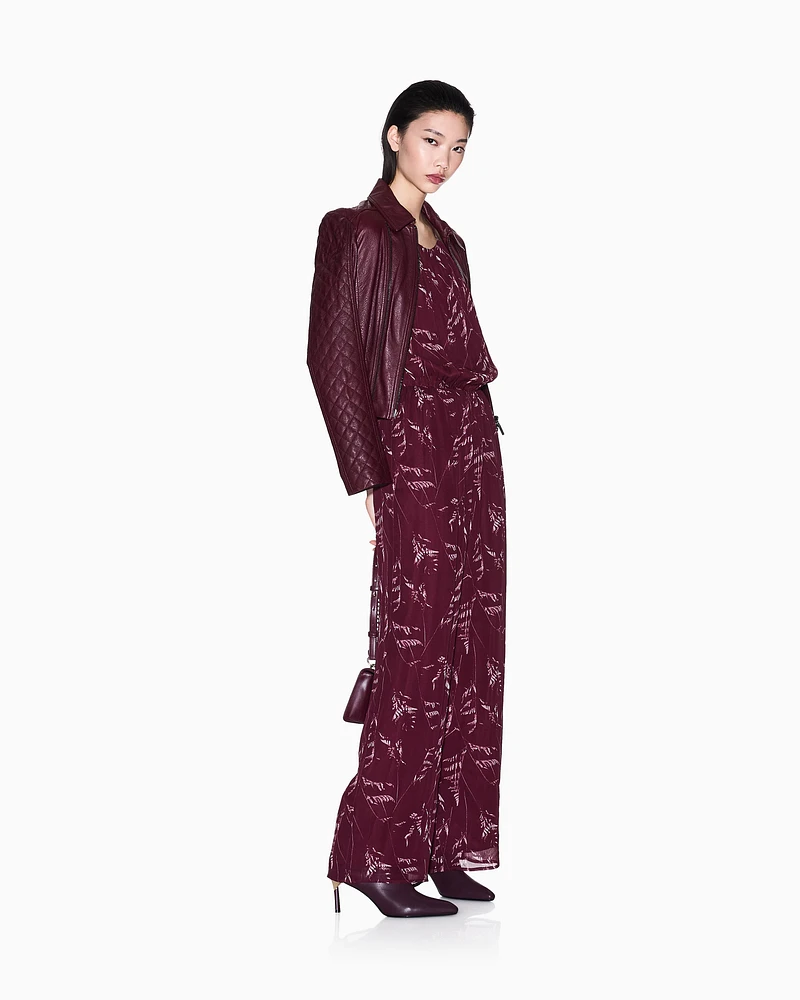 Armani Exchange - Chiffon jumpsuit with foliage print, Woman, Patterned, Size: