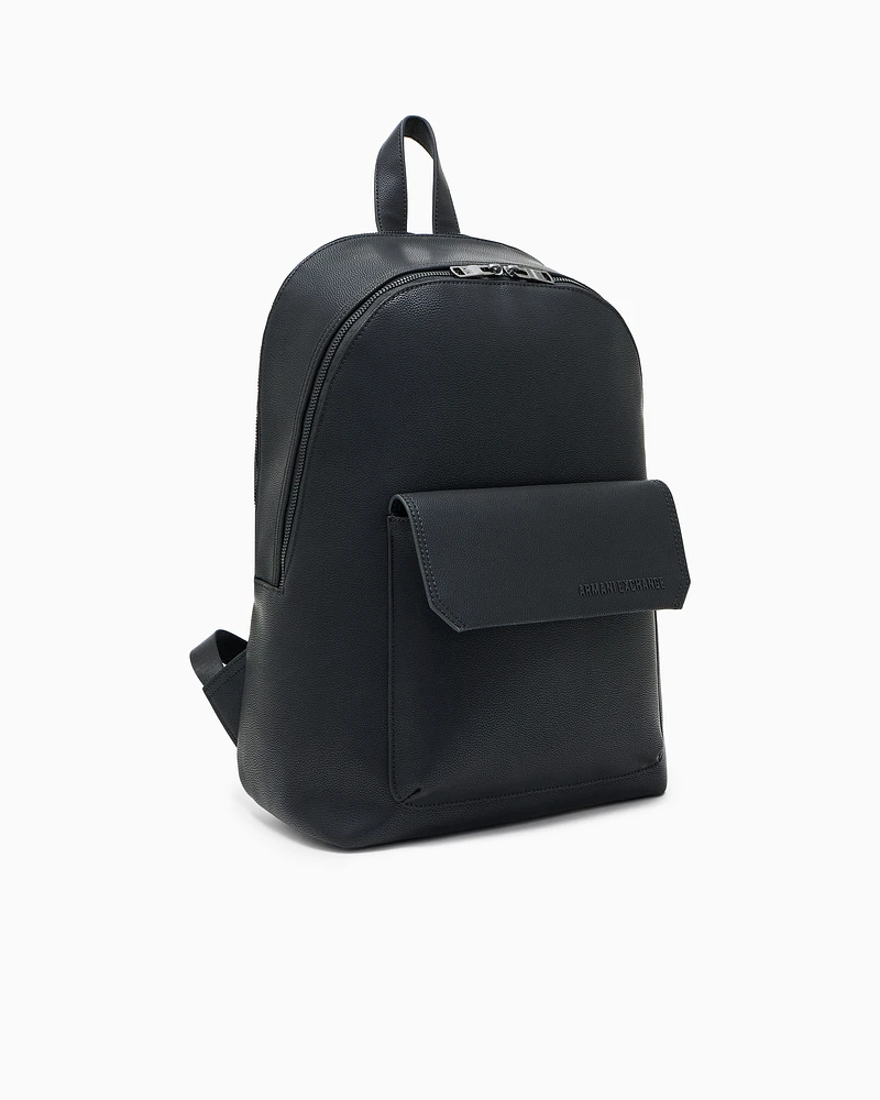 Armani Exchange - Shiny effect backpack with pocket, Man, Black, Size: TU
