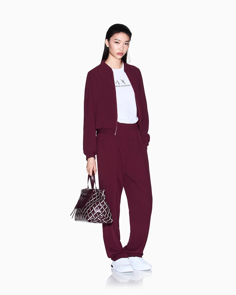 Armani Exchange - Trousers with pleats flowing fabric, Woman, Burgundy, Size: