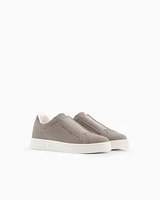 Armani Exchange - Leather sneakers with elastic, Man, Brown, Size: