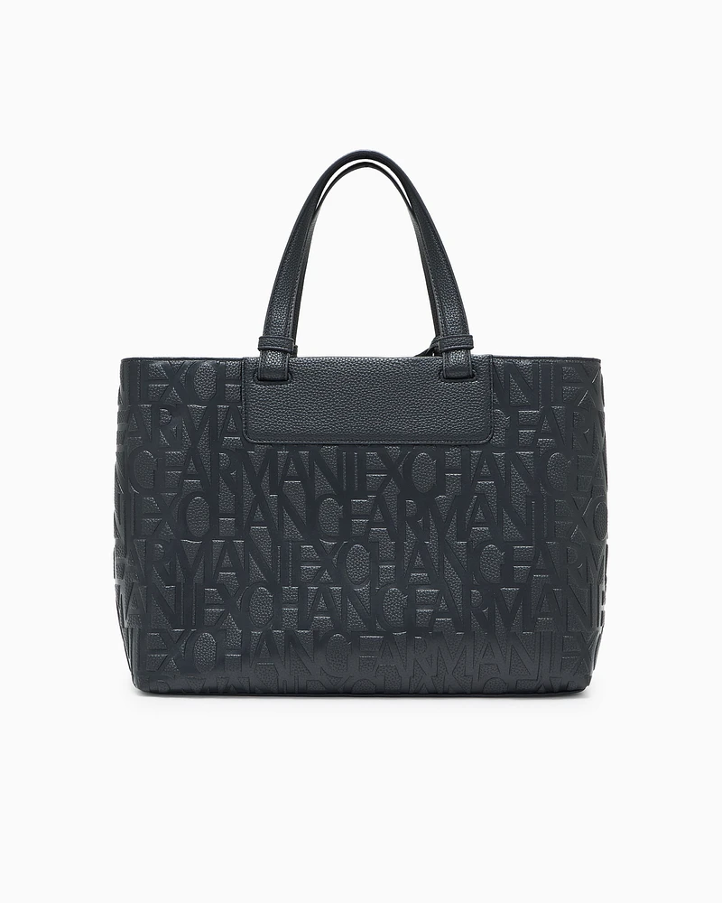 Armani Exchange - Handbag with allover logo, Woman, Black, Size: TU