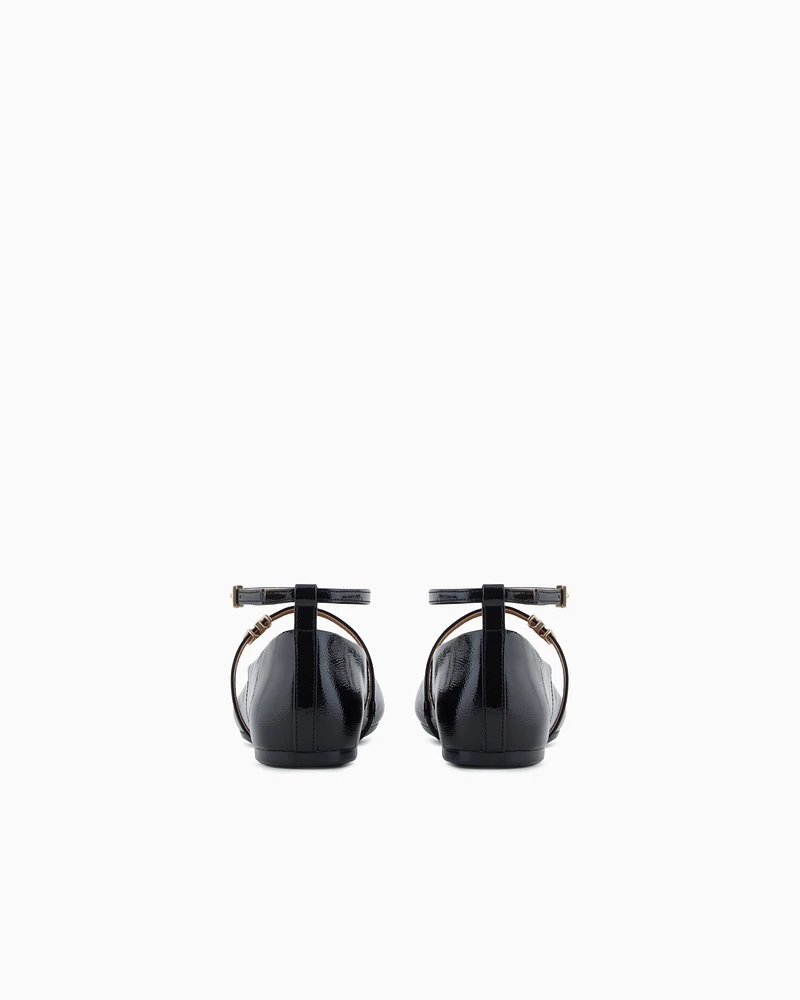 Armani Exchange - Pointed toe ballerinas with straps, Woman, Black, Size: