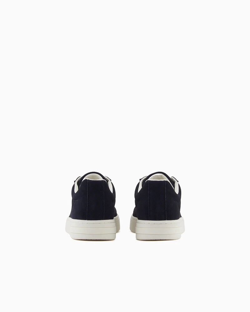 Armani Exchange - Leather sneakers with elastic, Man, Navy_blue, Size: