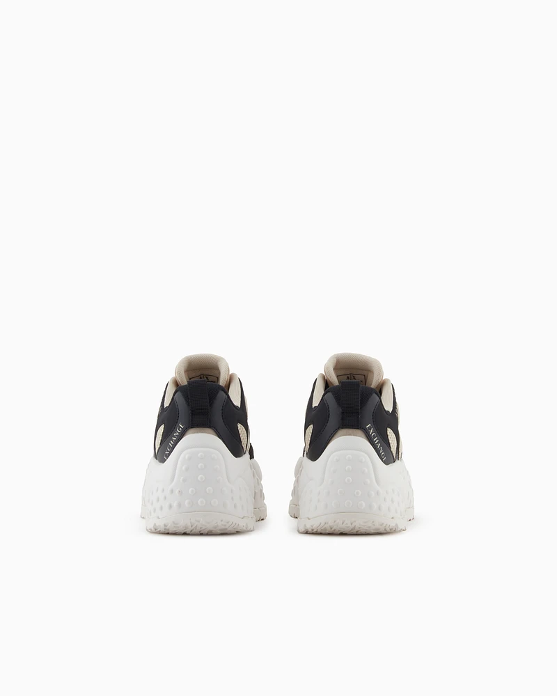 Armani Exchange - Chunky sneakers with contrasting inserts, Woman, Black, Size: