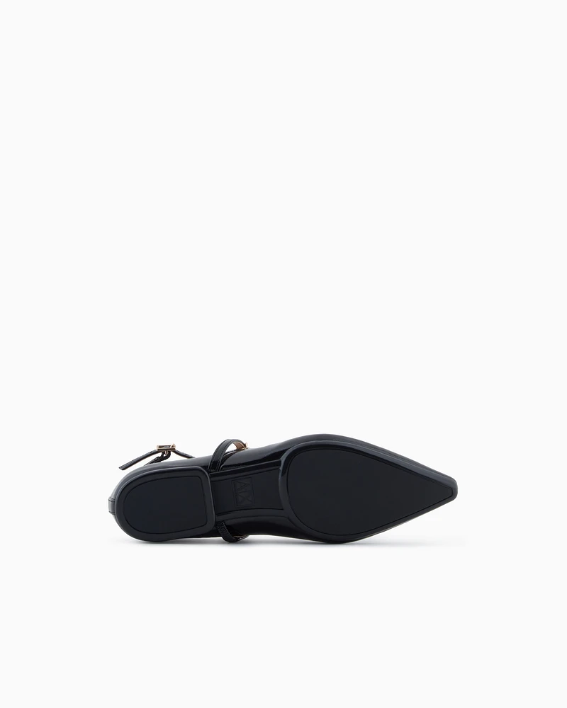 Armani Exchange - Pointed toe ballerinas with straps, Woman, Black, Size: