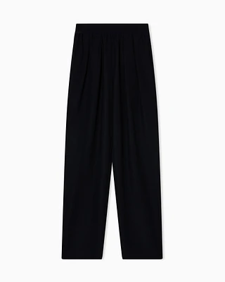 Emporio Armani - Technical-cady trousers with elasticated waistband, Woman, Black, Size: