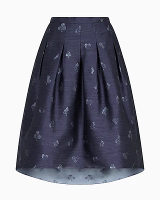 Emporio Armani - Jeu de Cartes motif wool-blend jacquard skirt with godet pleats, Woman, Blue, Size: 36
