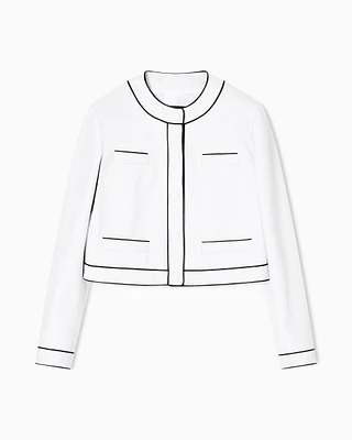 Emporio Armani - Semi-aniline lambskin nappa leather jacket, Woman, White, Size: