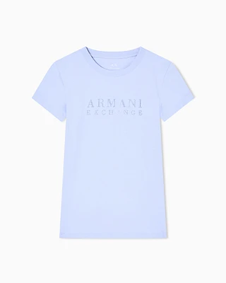 Armani Exchange - Slim Fit T-Shirts, Woman, Light Blue, Size: