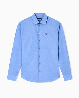 Emporio Armani - Cotton chambray shirt, Man, Light_blue, Size: