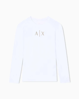 Armani Exchange - Long Sleeves T-Shirts, Woman, White, Size: