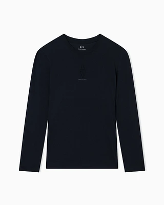Armani Exchange - Long Sleeves T-Shirts, Woman, Black, Size: