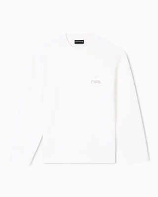 Emporio Armani - ASV jersey sweatshirt with super-embossed EA embroidery, Man, White, Size: