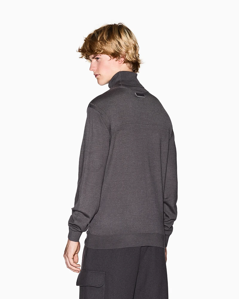 Armani Exchange - Wool Blend Turtleneck Sweater, Man, Grey, Size: M