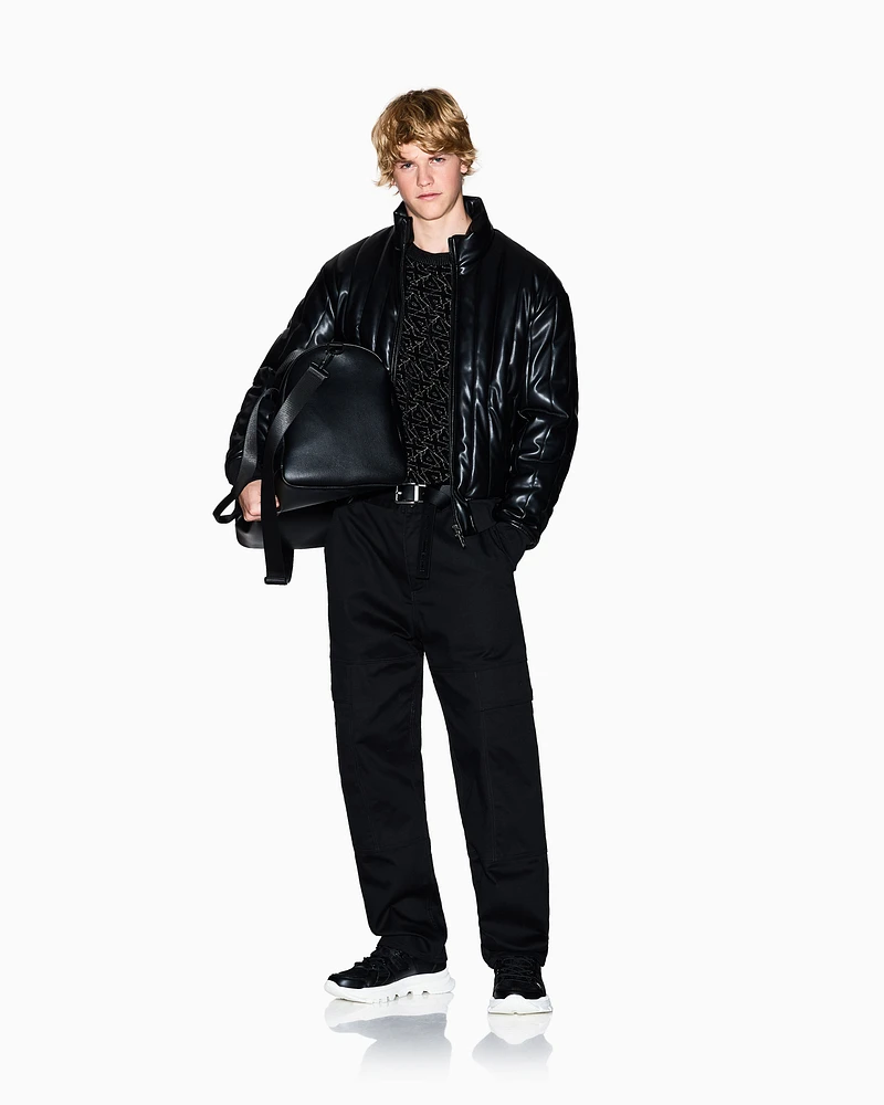 Armani Exchange - Full zip jacket in shiny fabric, Man, Black, Size: M