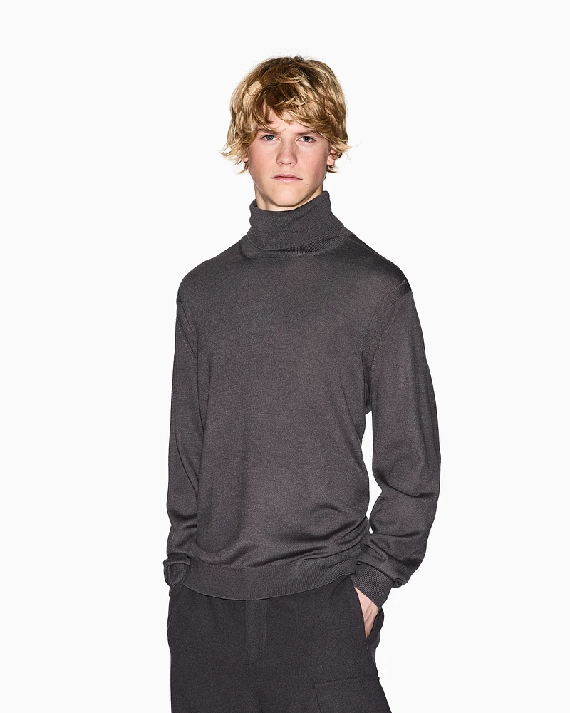 Armani Exchange - Wool Blend Turtleneck Sweater, Man, Grey, Size: M