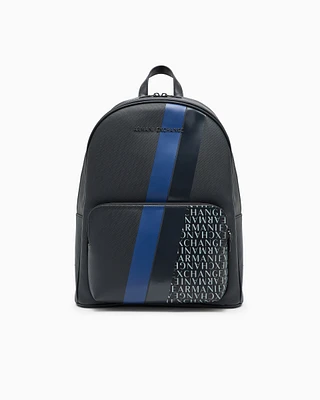 Armani Exchange - Backpack with monogram and stripes, Man, Blue, Size: TU