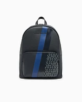 Armani Exchange - Backpack with monogram and stripes, Man, Blue, Size: TU