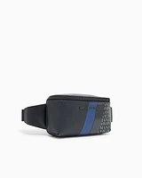 Armani Exchange - Monogram and Stripes Bum Bag, Man, Blue, Size: TU