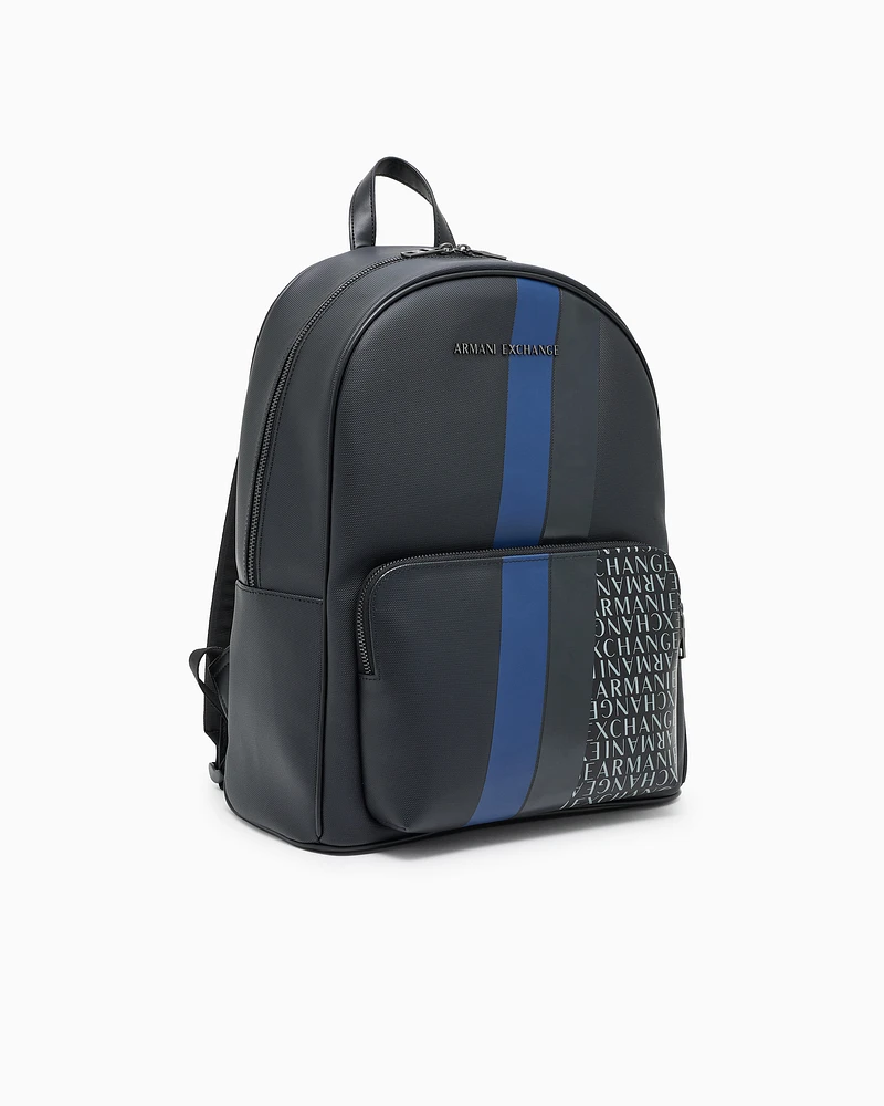 Armani Exchange - Backpack with monogram and stripes, Man, Blue, Size: TU