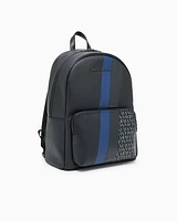 Armani Exchange - Backpack with monogram and stripes, Man, Blue, Size: TU