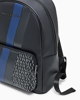 Armani Exchange - Backpack with monogram and stripes, Man, Blue, Size: TU