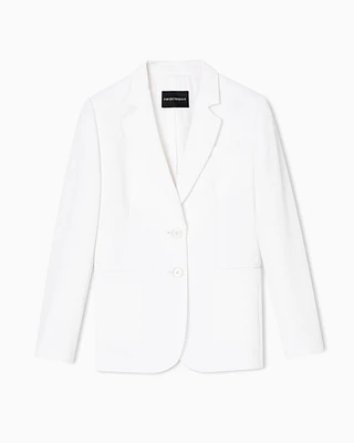 Emporio Armani - ASV single-breasted blazer waffle weave technical fabric, Woman, White, Size: