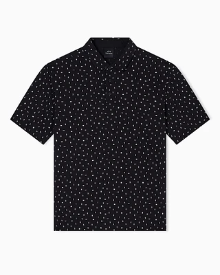 Armani Exchange - Regular fit polo shirt with lettering pattern, Man, Black, Size: