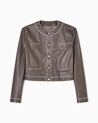 Emporio Armani - Semi-aniline lambskin nappa leather jacket, Woman, Brown, Size: