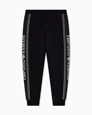 Emporio Armani - ASV double-jersey joggers with logo stripes, Man, Black, Size: