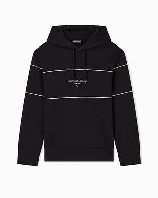 Emporio Armani - Double-jersey hooded sweatshirt with 3D-effect logo, Man, Black, Size: