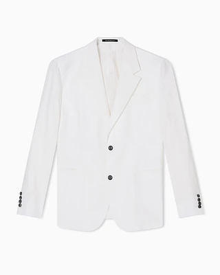 Emporio Armani - Pure linen single-breasted blazer, Man, White, Size: