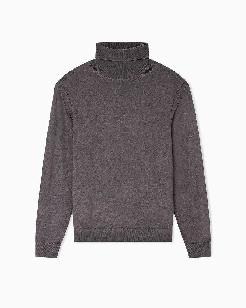 Armani Exchange - Wool Blend Turtleneck Sweater, Man, Grey, Size: M