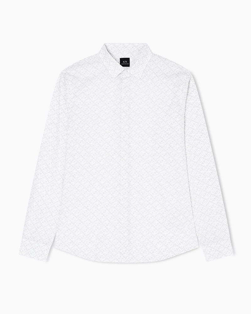 Armani Exchange - Slim fit micro-pattern shirt, Man, White, Size: M