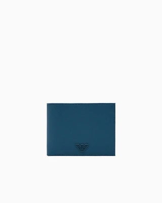 Emporio Armani - ASV regenerated Saffiano bifold wallet, Man, Blue, Size: TU