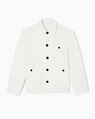 Emporio Armani - Denim-effect twill jacket with logo patch, Man, White, Size: