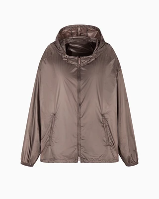 Emporio Armani - Water-repellent nylon hooded blouson, Woman, Brown, Size: