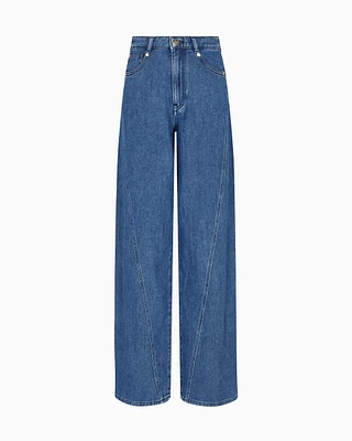 Emporio Armani - J6F relaxed-fit, worn-look denim jeans, Woman, Blue, Size: