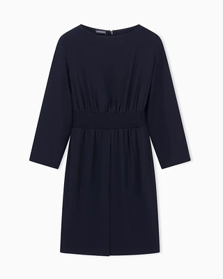 Emporio Armani - Technical-cady dress with elasticated waist, Woman, Black, Size:
