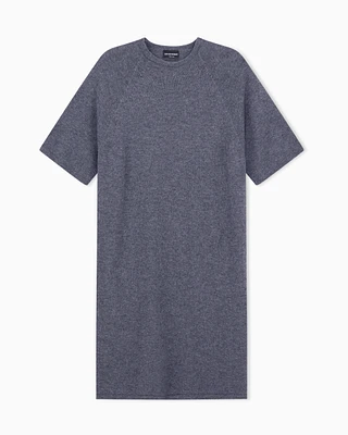 Emporio Armani - Winter Urbanism capsule collection long dress with kimono sleeves, wool and cashmere, Woman, Grey, Size: