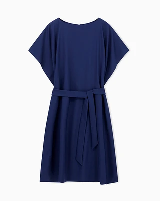 Emporio Armani - Satin crêpe sash dress , Woman, Blue, Size: