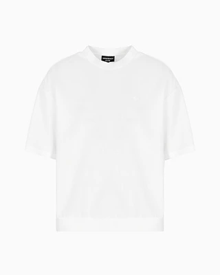 Emporio Armani - Icon 3D piqué-effect crêpe jersey T-shirt, Man, White, Size: