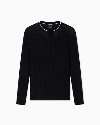 Armani Exchange - Crew neck sweater with contrasting profile, Man, Black, Size: