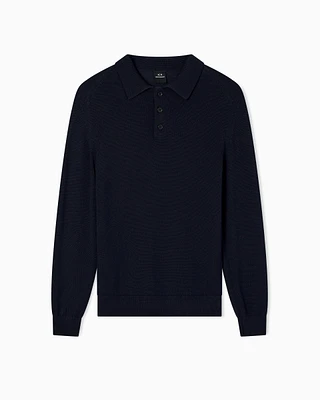 Armani Exchange - Knitted Polo Shirts, Man, Navy_blue, Size: