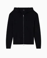 Armani Exchange -  Wool Blend Zip Up Hooded Cardigan, Man, Black, Size: