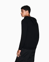Armani Exchange -  Wool Blend Zip Up Hooded Cardigan, Man, Black, Size: