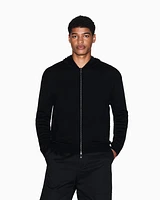Armani Exchange -  Wool Blend Zip Up Hooded Cardigan, Man, Black, Size: